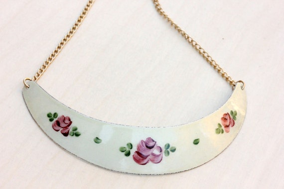 Enamel Flower Necklace, Flower Necklace, Necklace… - image 1