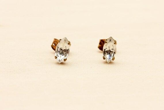 Crystal Marquise Studs, Crystal Earrings, Clear S… - image 1