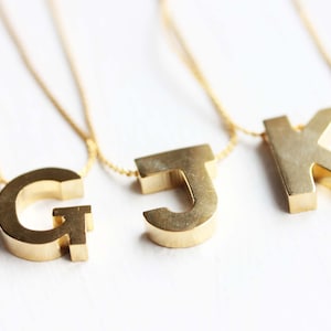 Initial Necklace Gold, Initial Necklace Silver, Gold Monogram Necklace, Name Necklace, G, J, K, P image 1