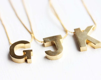 Initial Necklace Gold, Initial Necklace Silver, Gold Monogram Necklace, Name Necklace, G, J, K, P