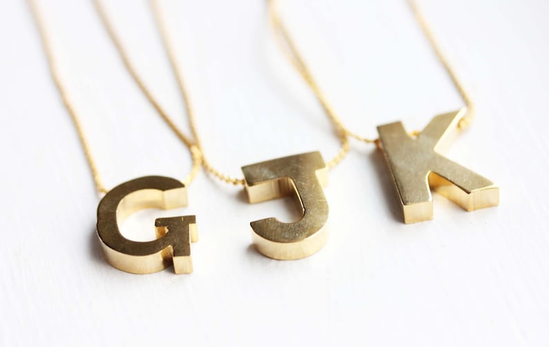 Initial Necklace Gold, Initial Necklace Silver, Gold Monogram Necklace, Name Necklace, G, J, K, P image 1