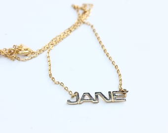 Jane Name Necklace Gold, Name Necklace, Vintage Name Necklace Gold, Vintage Name Necklace, Gold Necklace, Vintage Necklace