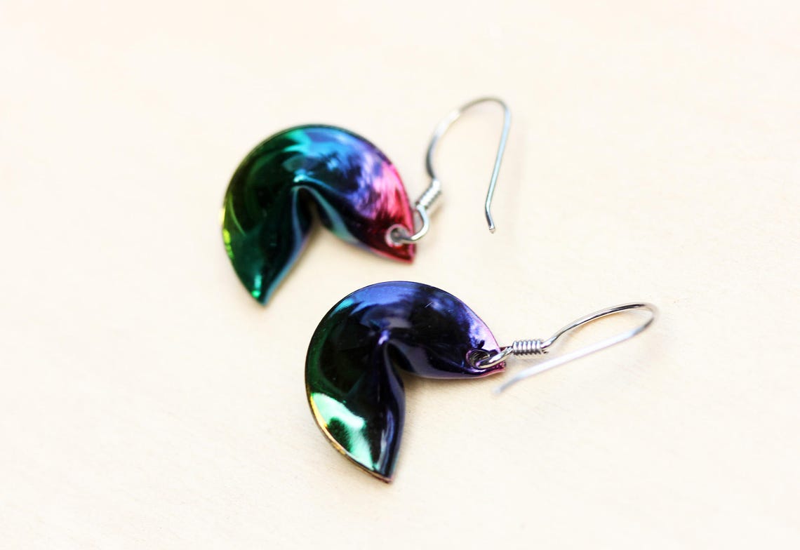 Fortune Cookie Earrings Earrings Vintage Fortune Cookie Etsy