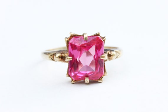 Pink Gold Ring, Pink Glass Ring, Pink Ring, Oval S