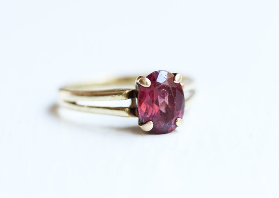 Garnet Ring Gold, Natural Garnet Ring, 14K Gold R… - image 3