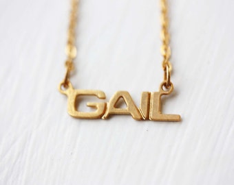 Collar de nombre Gail oro, collar de nombre, collar de nombre vintage oro, collar de nombre vintage, collar de oro, collar vintage