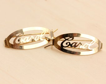 Carol Hair Clips Gold, Name Hair Clips, Vintage Hair Clips Gold, Hair Clips, Gold Clips, Vintage Hair Clips, Vintage Name Jewelry