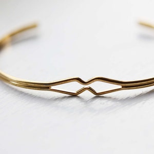 Geometric Cuff Bracelet, Diamond Bend Cuff Bracelet, Gold Cuff Bracelet, Diamond Shaped Bracelet, Small Gold Cuff Bracelet, Adjustable Cuff image 3