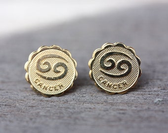 Gold Astrology Studs - Cancer