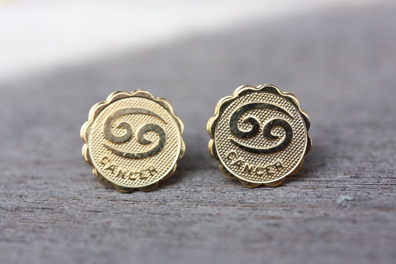 Gold Astrology Studs Cancer image 1