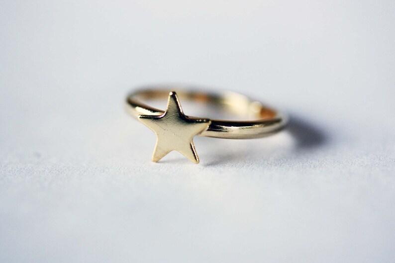 Star Ring Gold, Delicate Star Ring, Adjustable Star Ring, Vintage Star Ring, Gold Star Ring, Small Gold Star Ring, Star Shaped Ring image 3