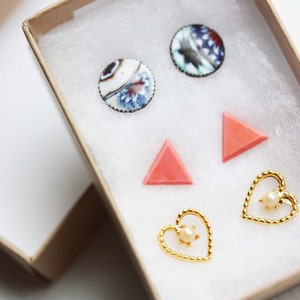 Stud Earring Set, You Choose, Set of 3 Studs, Stud Set, Studs Set, Gold Studs, Stud Earrings, Gift Set, Vintage Stud Earrings, Boxed Studs image 4