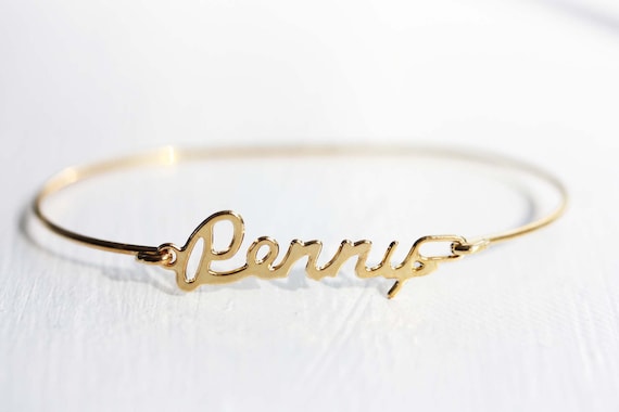 Penny Name Bracelet Gold, Name Bracelet, Vintage … - image 1