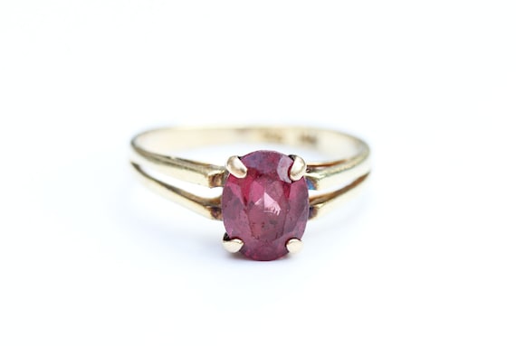 Garnet Ring Gold, Natural Garnet Ring, 14K Gold R… - image 1