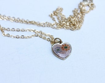 Heart Charm Necklace, Charm Necklace, Gold Charm Necklace, Enamel Necklace, Gold Charm, Necklace, Gold Necklace, Heart Necklace