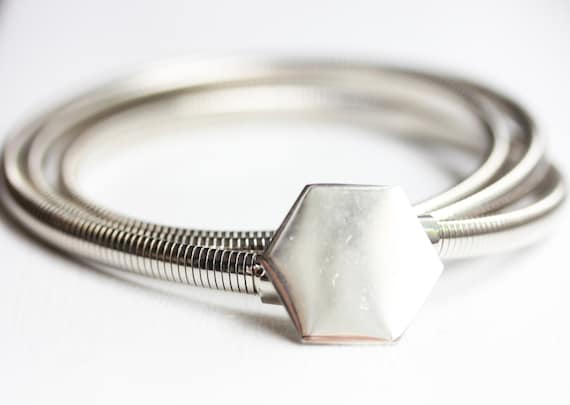Hexagon Silver Belt, Silver Metal Belt, Snake Bel… - image 1
