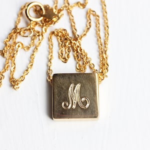 Gold Initial Necklace, Square Initial Necklace, Cursive Initial Necklace, Initial Necklace, Letter Necklace, A,B,C,E,F,G,H,J,L,M,N,R,S,T image 2