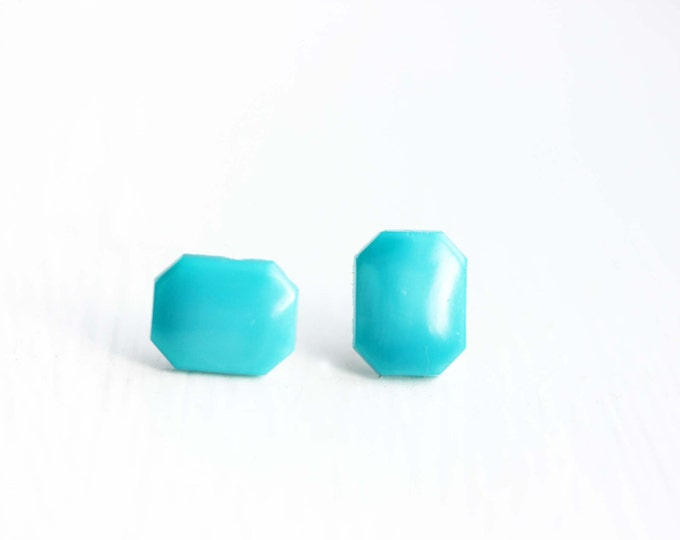 Rectangle Studs Blue Bright Studs Blue Aqua Studs Blue Etsy