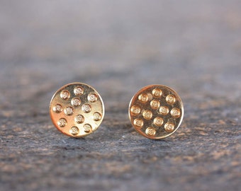 Polka Dot Studs, Round Gold Studs, Round Studs, Circle Studs, Dot Studs