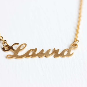 Laura Name Necklace Gold, Name Necklace, Vintage Name Necklace Gold, Vintage Name Necklace, Gold Necklace, Vintage Necklace image 1