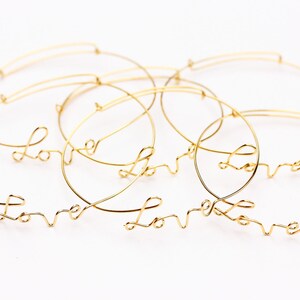 Love Word Bracelet, Love Wire Bracelet, Cursive Love Bracelet, Gold Love Bracelet, Silver Love Bracelet, Adjustable Gold Bracelet image 3