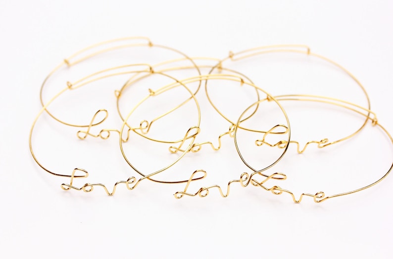 Love Word Bracelet, Love Wire Bracelet, Cursive Love Bracelet, Gold Love Bracelet, Silver Love Bracelet, Adjustable Gold Bracelet image 3