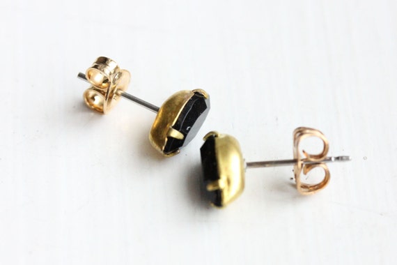 Black Marquise Studs, Black Crystal Earrings, Bla… - image 4