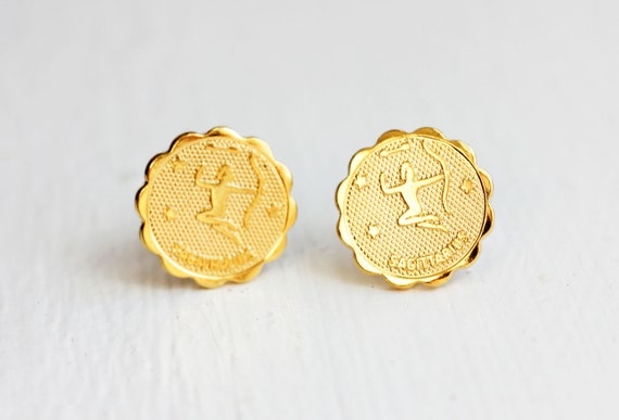 Sagittarius Studs, Gold Astrology Studs, Astrology Studs, Zodiac Studs, Round Gold Studs, Horoscope Studs, Gold Studs, Studs, Sagittarius