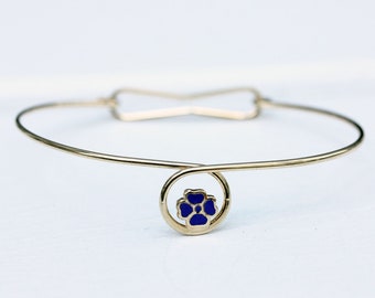 Flower Bracelet, Blue Flower Bracelet, Cuff, Hook Bracelet, Dogwood Bracelet, Enamel Bracelet, Bracelet, Small Bracelet, Gold Bracelet