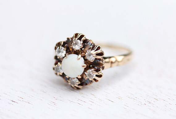 Opal Cluster Ring, Opal Ring, Gold Opal Ring, 10K… - image 2