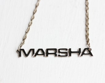 Marsha Name Necklace Silver, Name Necklace, Vintage Name Necklace Silver, Vintage Name Necklace, Gold Necklace, Vintage Necklace