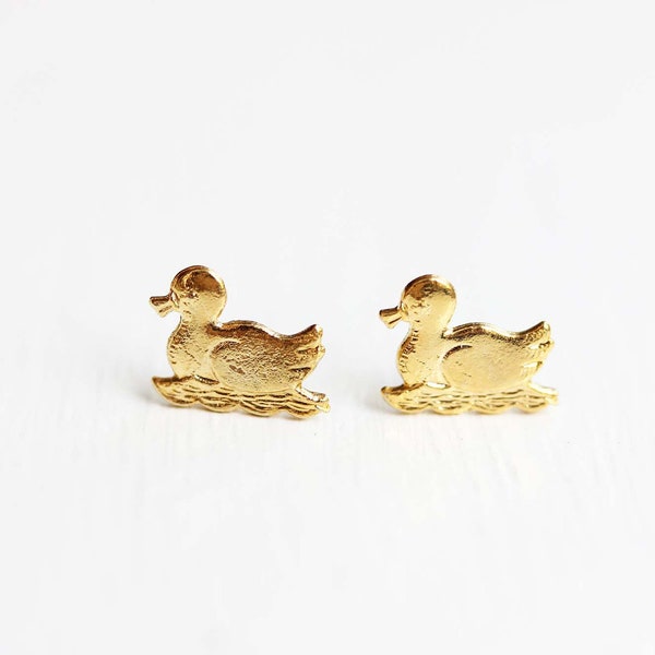 Duck Studs Gold, Swimming Duck Studs, Duck Studs, Bird Studs, Gold Bird Studs, Animal Studs, Gold Stud Earrings, Gold Studs, Duck Earrings