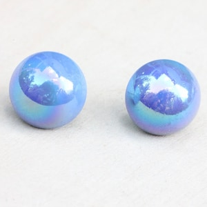 Pearl Studs Blue, Iridescent Pearl Studs, Pearl Earrings Blue, Pearl Studs, Pearl Earrings