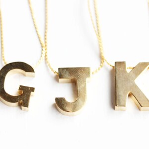 Initial Necklace Gold, Initial Necklace Silver, Gold Monogram Necklace, Name Necklace, G, J, K, P image 2