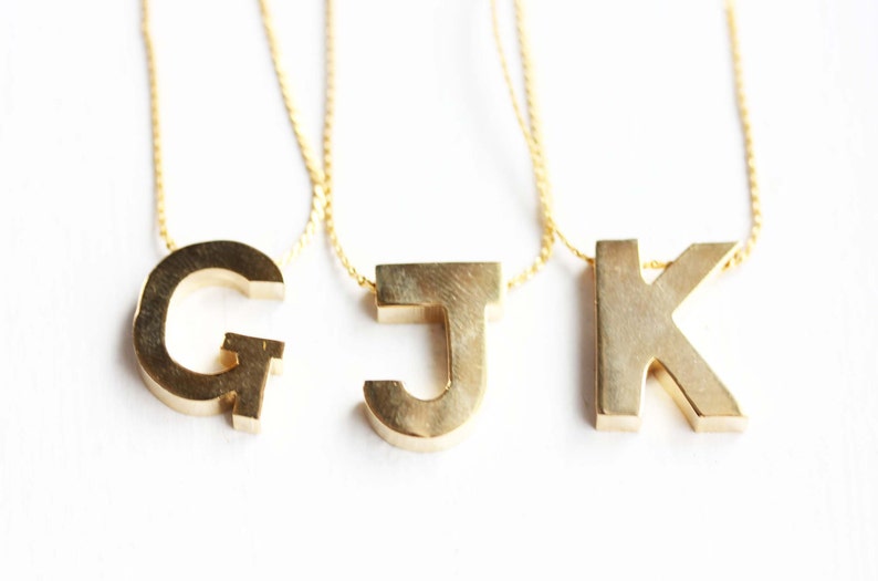 Initial Necklace Gold, Initial Necklace Silver, Gold Monogram Necklace, Name Necklace, G, J, K, P image 2