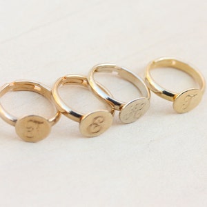 Initial Gold Ring, Initial Ring, Round Gold Ring, Monogram Ring, Signet Ring, Round Gold Ring, Gold Signet Ring, F,N,H image 3