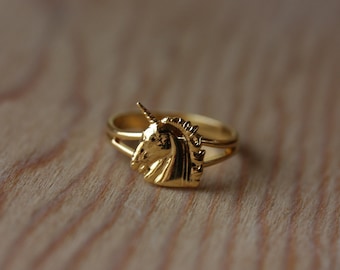 Unicorn Ring Gold, Adjustable Unicorn Ring, Small Gold Unicorn Ring, Vintage Unicorn Ring, Gold Ring, Unicorn, Adjustable Gold Ring, Ring