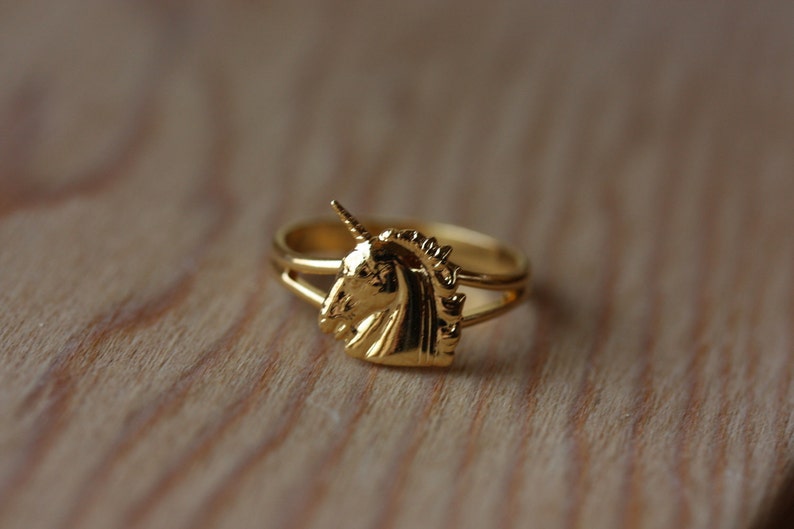 Unicorn Ring Gold, Adjustable Unicorn Ring, Small Gold Unicorn Ring, Vintage Unicorn Ring, Gold Ring, Unicorn, Adjustable Gold Ring, Ring image 1