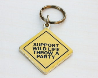 Party Keychain, Funny Keychain, Keychain, Enamel Keychain, Yellow Keychain, Wildlife Keychain, Gold Keychain