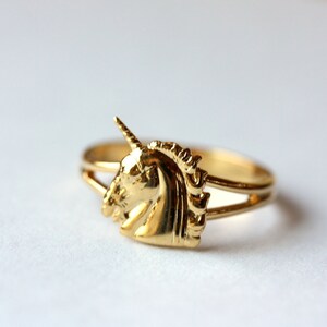 Unicorn Ring Gold, Adjustable Unicorn Ring, Small Gold Unicorn Ring, Vintage Unicorn Ring, Gold Ring, Unicorn, Adjustable Gold Ring, Ring image 2