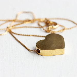 Heart Necklace Gold, Classic Heart Necklace, Solid Heart Necklace, Vintage Heart Necklace, Love Necklace