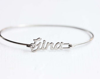 Gina Name Bracelet Silver, Name Bracelet, Vintage Name Bracelet Silver, Vintage Name Bracelet, Silver Bracelet, Vintage Bracelet