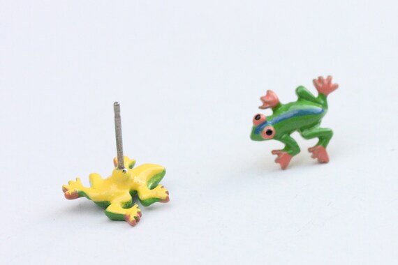 Frog Studs, Frog Earrings, Tiny Animal Studs, Tin… - image 2