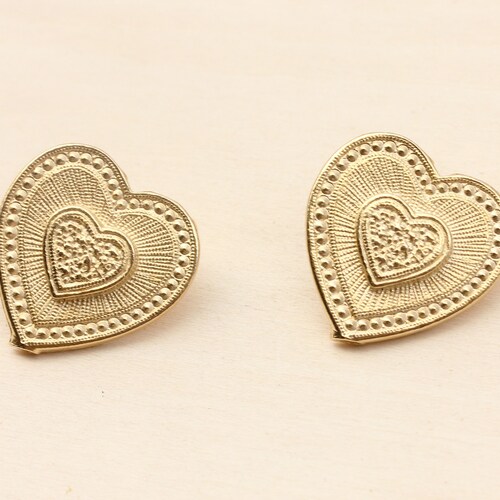 Heart Studs Gold Gold Heart Earrings Big Heart Studs Large - Etsy