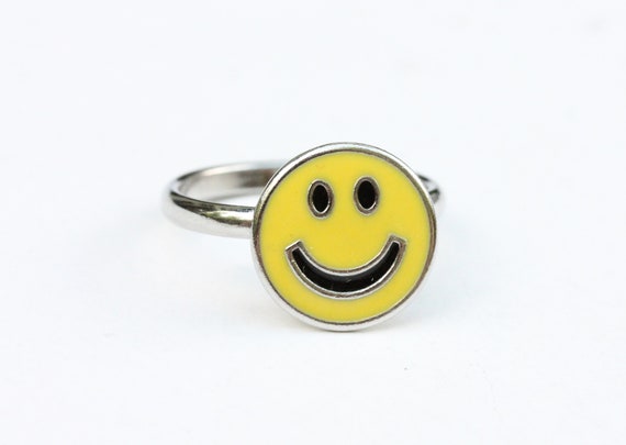 1960's New Old Stock! Vintage Metal "Smiley Face" Rings  Very Cool! See Pics!! 