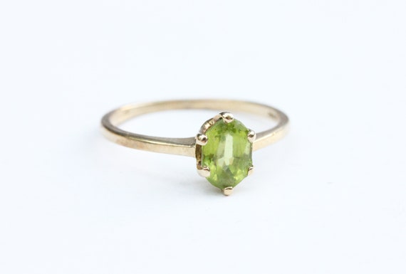 Gold Peridot Ring, Peridot Ring, Gold Ring, 10K Go