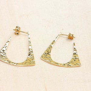 Geometric Hoop Earrings Gold, Triangle Hoops Gold, Unique Hoops, Retro Hoops, Deco Hoops, Hoop Earrings Gold, Dangle Earrings Gold image 2