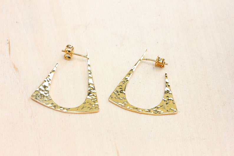 Geometric Hoop Earrings Gold, Triangle Hoops Gold, Unique Hoops, Retro Hoops, Deco Hoops, Hoop Earrings Gold, Dangle Earrings Gold image 2
