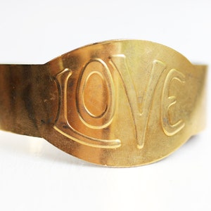 Love Cuff, Gold Love Bracelet, Love Bracelet, Love Word Bracelet, Gold Cuff Bracelet, Gold Cuff, Brass Cuff, Brass Cuff Bracelet, Cuff, Love image 1