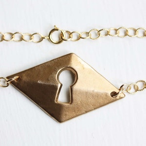 Brass Keyhole Bracelet, Brass Bracelet, Key Bracelet, Handmade Bracelet, Keyhole Bracelet image 1
